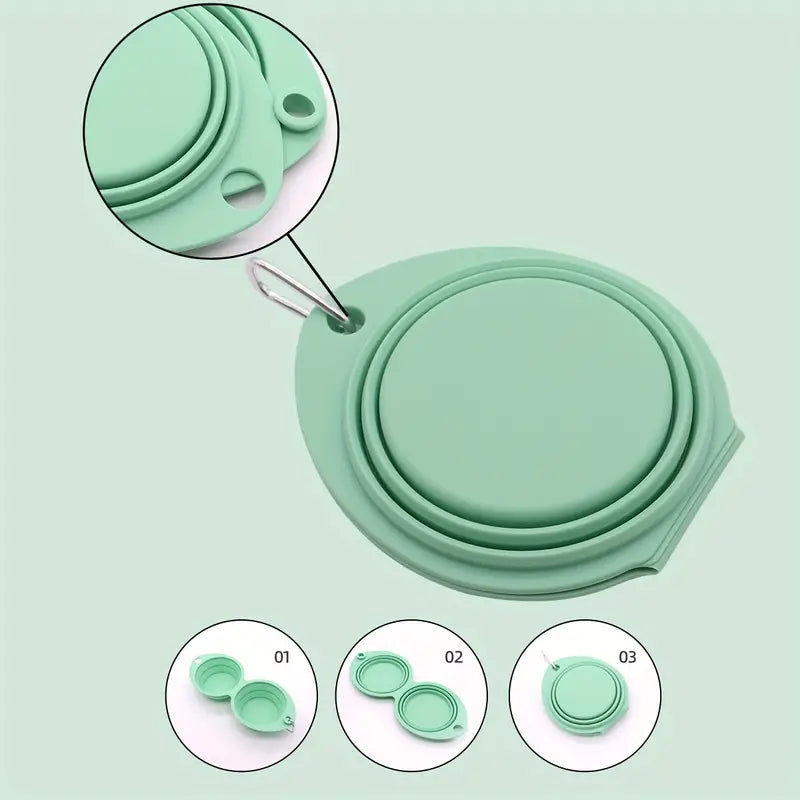 Dog Bowl - Outdoor - Portable - Silicone - Dual - Pet Wipes & Poo Bags