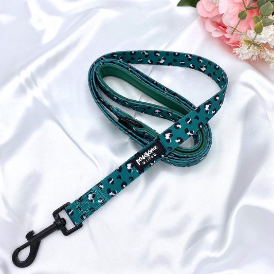 Green Leopard Dog Lead