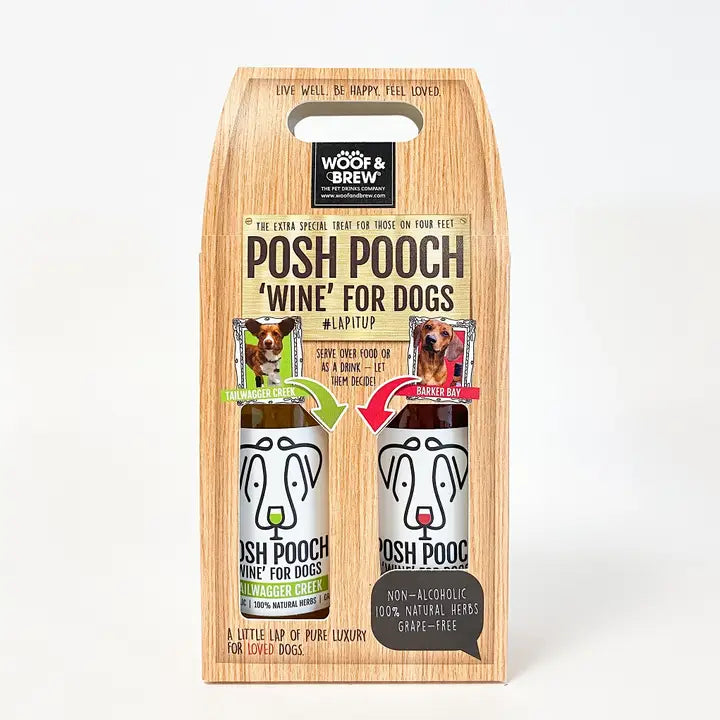 Woof&Brew Posh Pooch Dog 'wine' Treat Duo Pack - Pet Wipes & Poo Bags