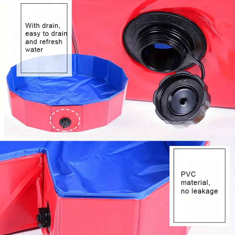Dog Paddling Pool - Foldable - Durable - Portable - Pet Wipes & Poo Bags