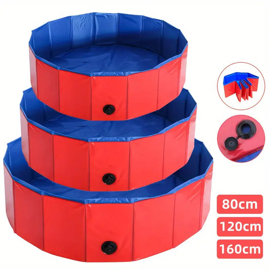 Dog Paddling Pool - Foldable - Durable - Portable - Pet Wipes & Poo Bags