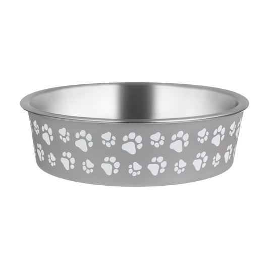 Non-Slip Stainless Steel Dog Bowl – Grey - Pet Wipes & Poo Bags