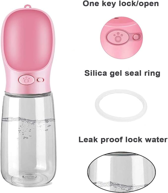 Dog Water Bottle - Portable - Pet Wipes & Poo Bags