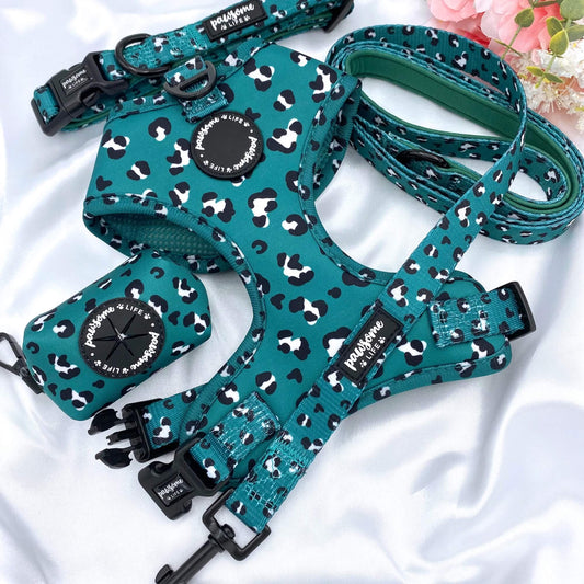 Green Leopard Dog Lead