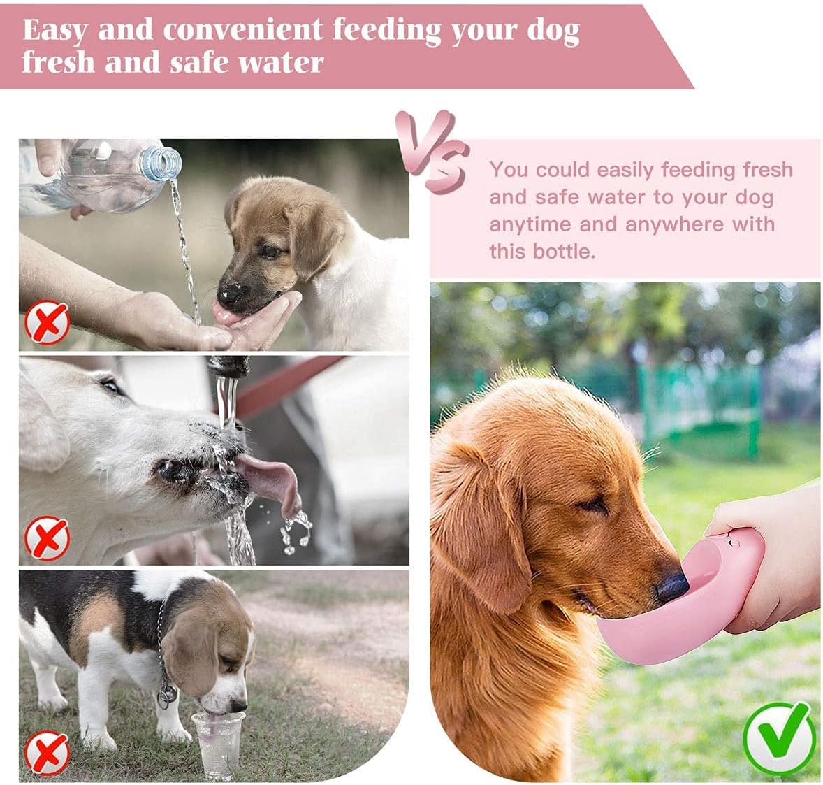 Dog Water Bottle - Portable - Pet Wipes & Poo Bags