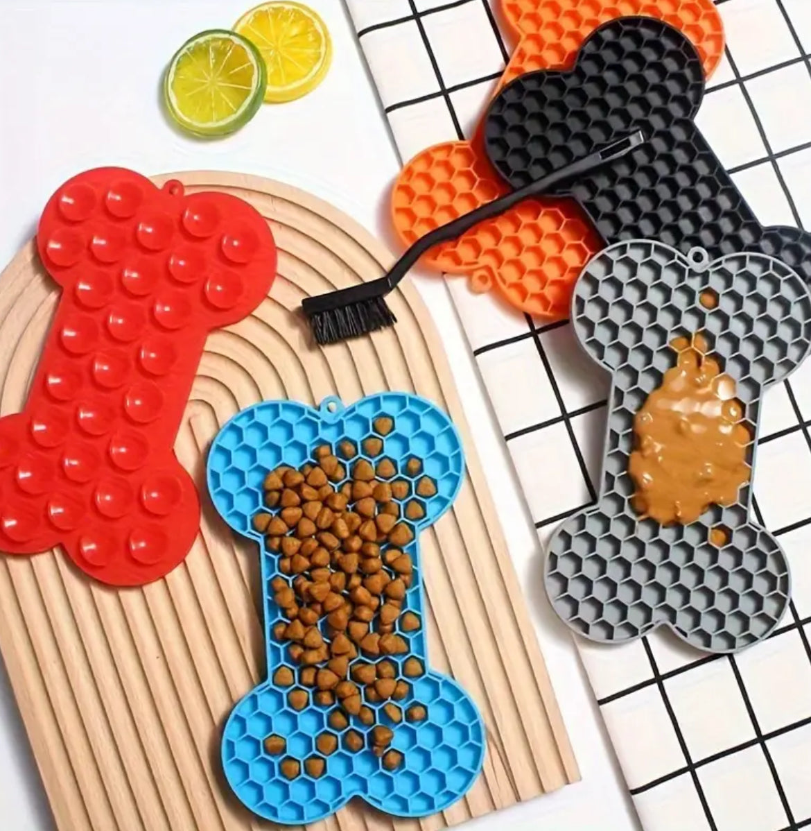 Dog Lick Mat - 'Bone' - Pet Wipes & Poo Bags