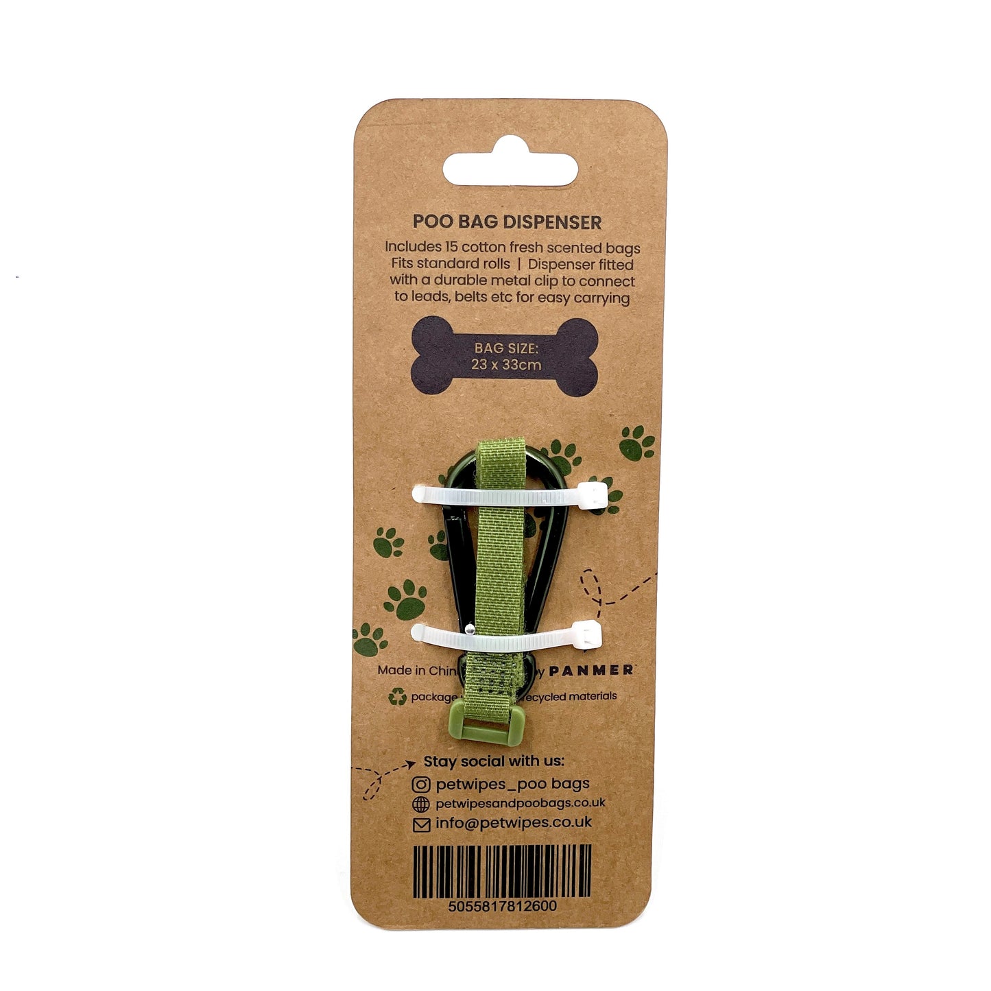 Poo Bag Dispenser + FREE ROLL - Pet Wipes & Poo Bags