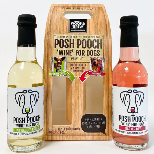 Woof&Brew Posh Pooch Dog 'wine' Treat Duo Pack - Pet Wipes & Poo Bags