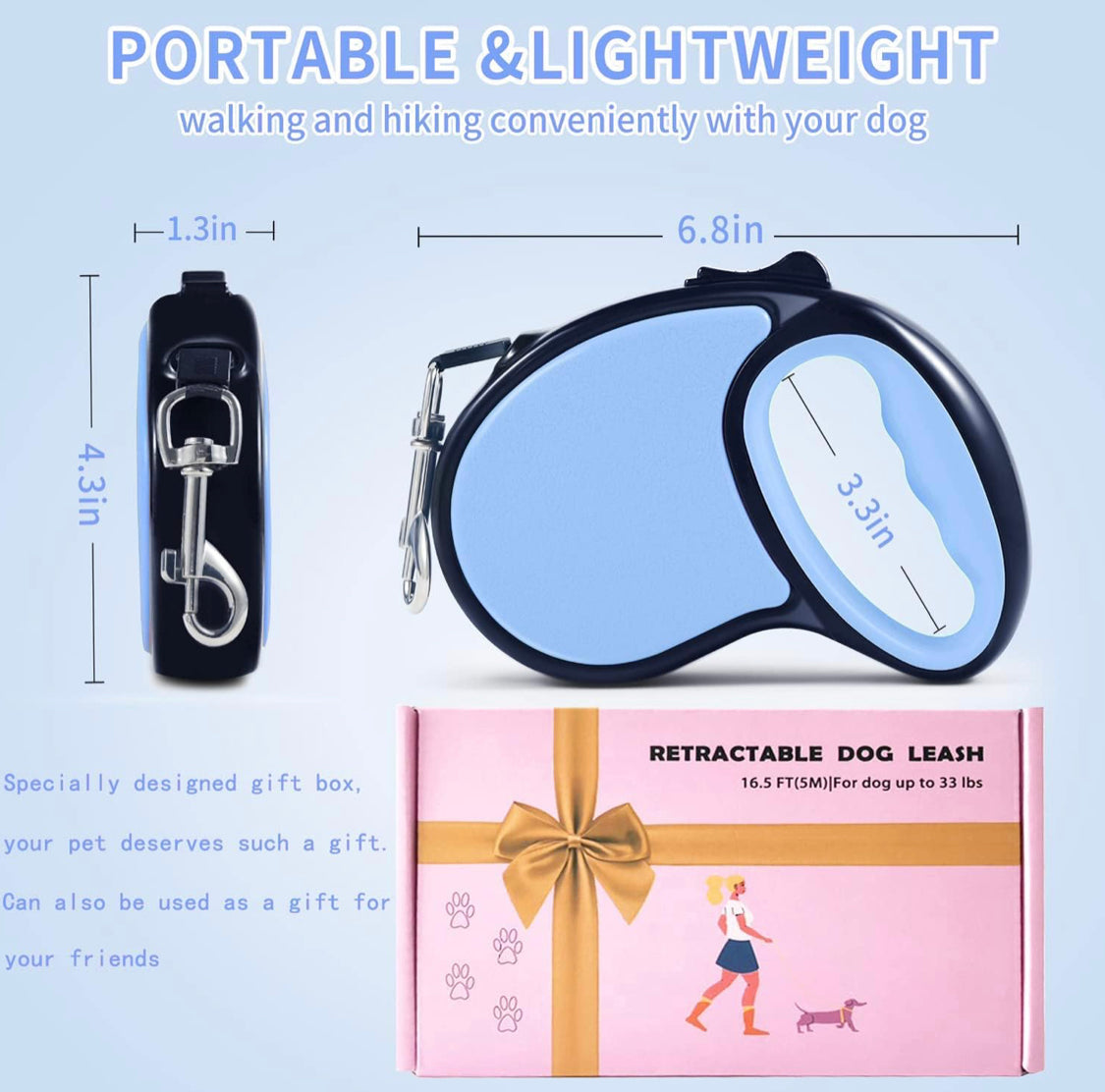 Dog Lead - Retractable - Pet Wipes & Poo Bags