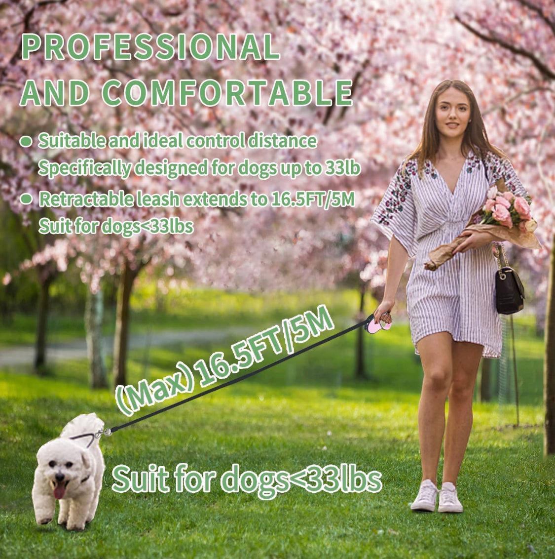 Dog Lead - Retractable - Pet Wipes & Poo Bags