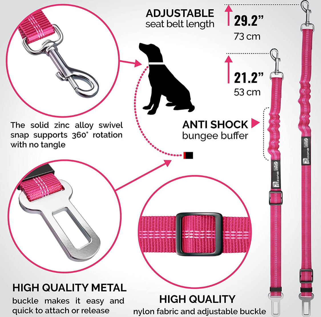 Seat Belt for Dogs - Pet Wipes & Poo Bags