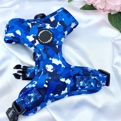Blue Camo Dog Harness - Pet Wipes & Poo Bags