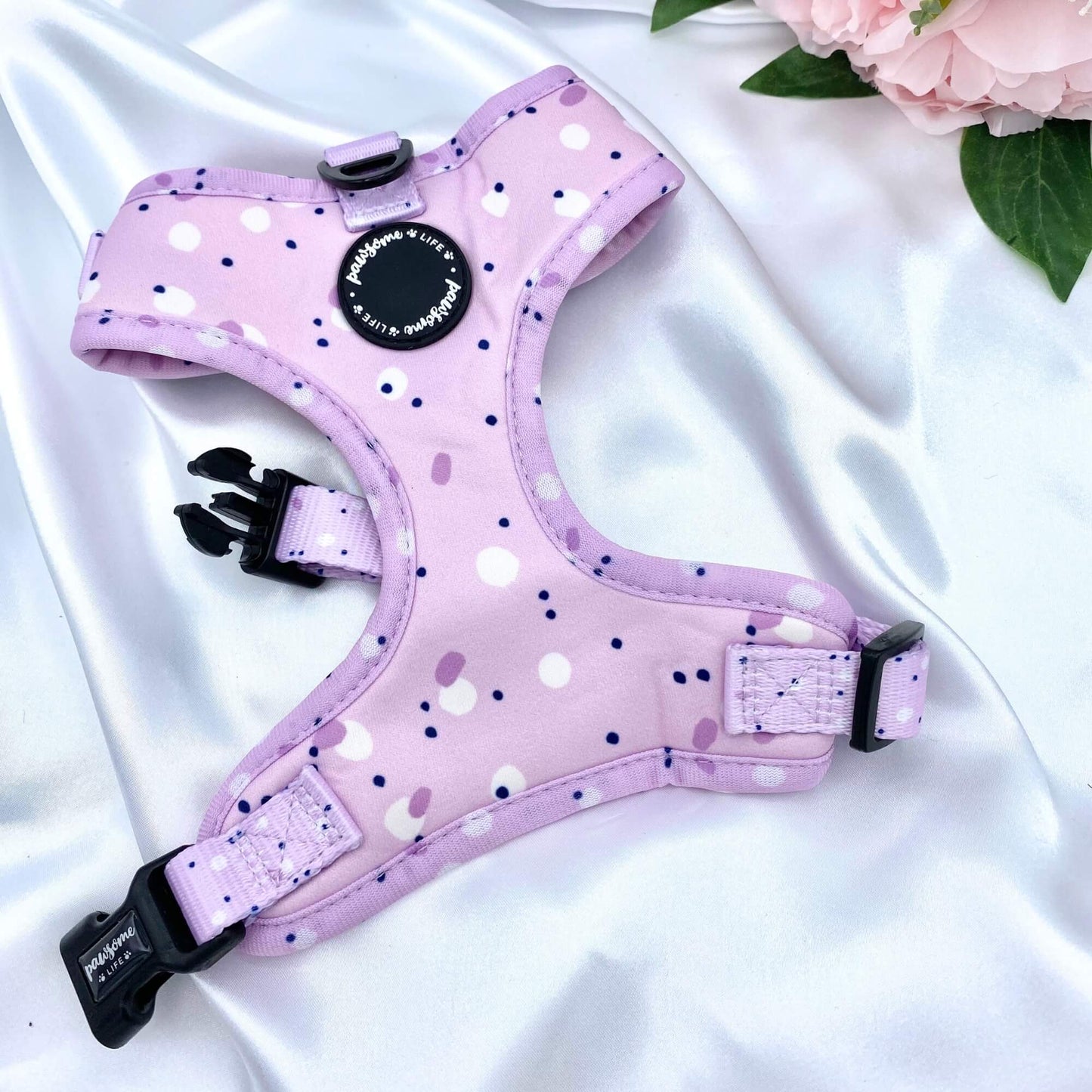Lilac Love Adjustable Dog Harness - Pet Wipes & Poo Bags