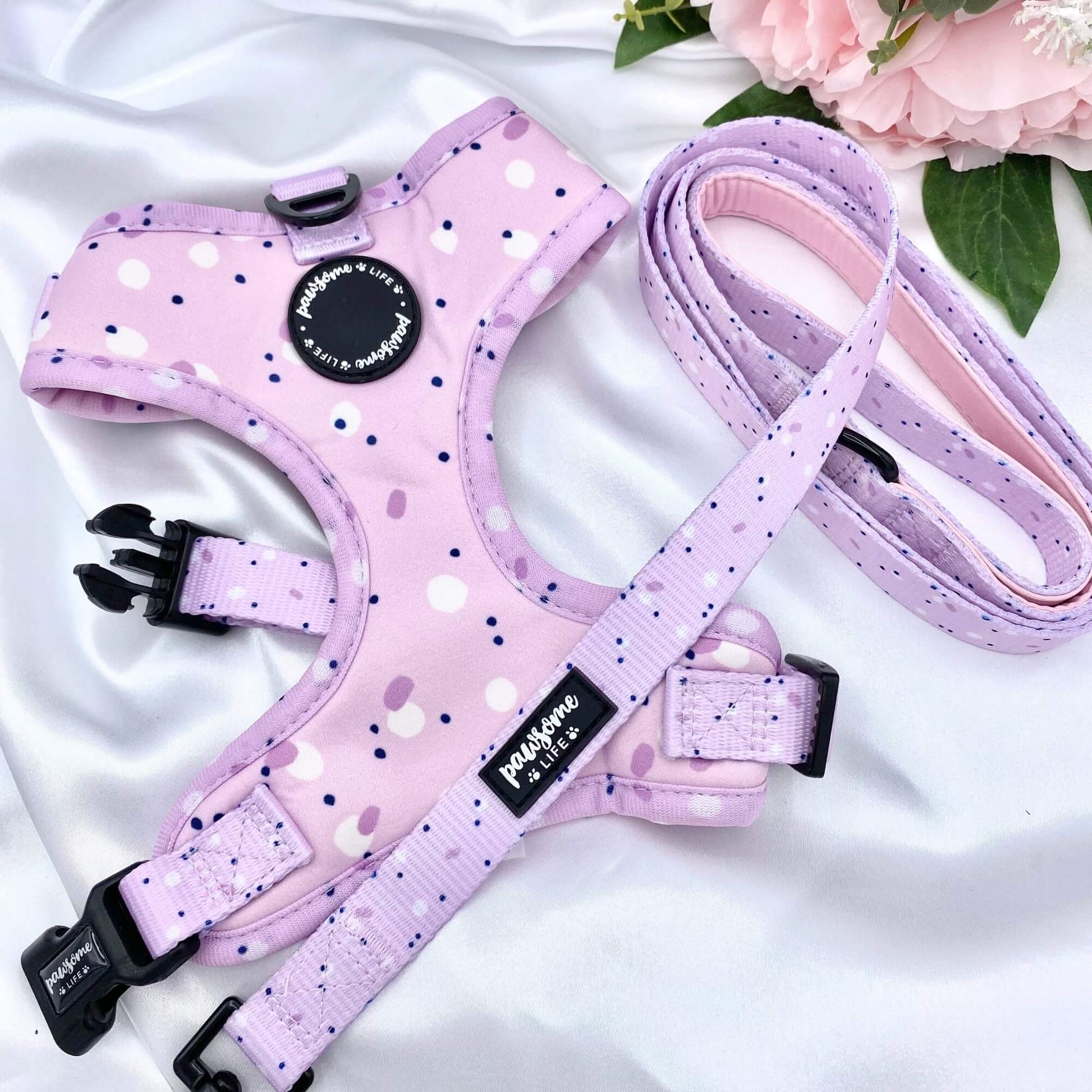 Lilac Love Adjustable Dog Harness - Pet Wipes & Poo Bags