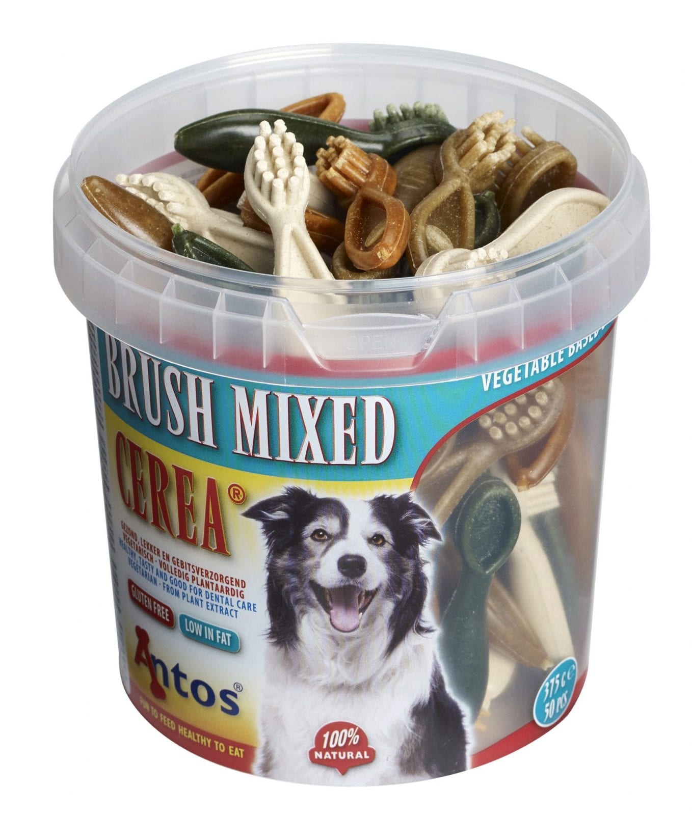 Antos Dog Chew - Vegetarian - Brush - Mixed Tub – 50 pieces (7cm)