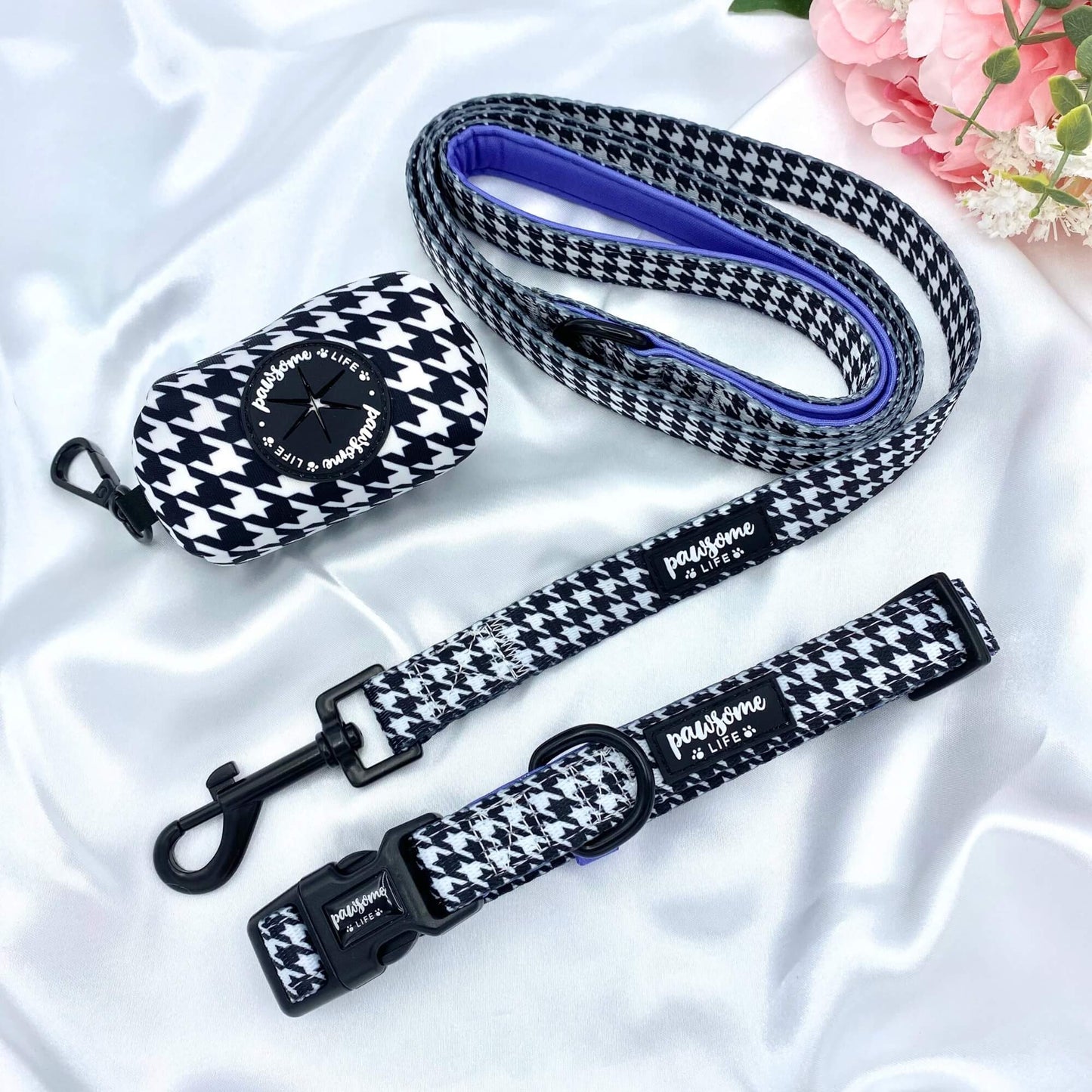 Chic Houndstooth Poop Bag Holder