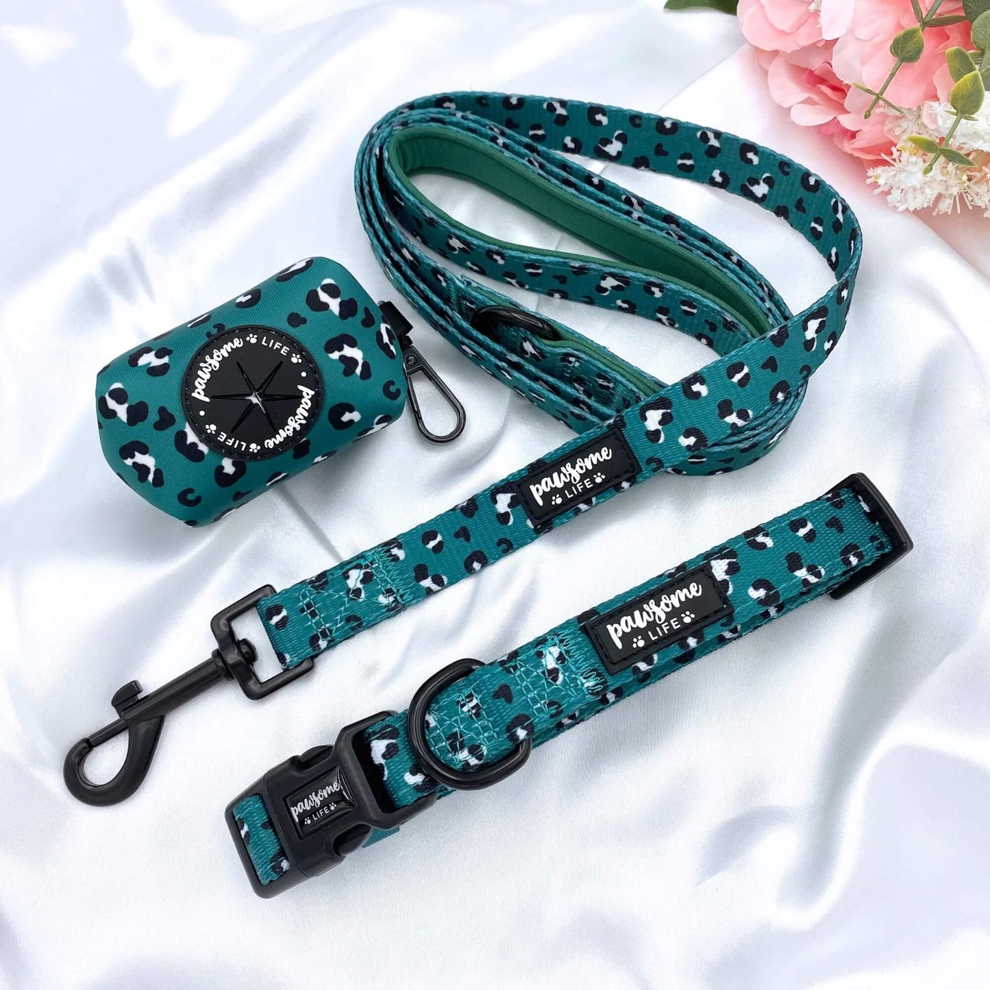 Green Leopard Poop Bag Holder