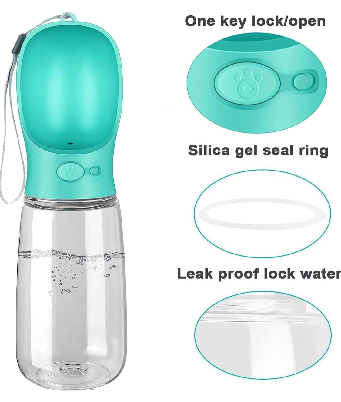 Dog Water Bottle - Portable - Pet Wipes & Poo Bags