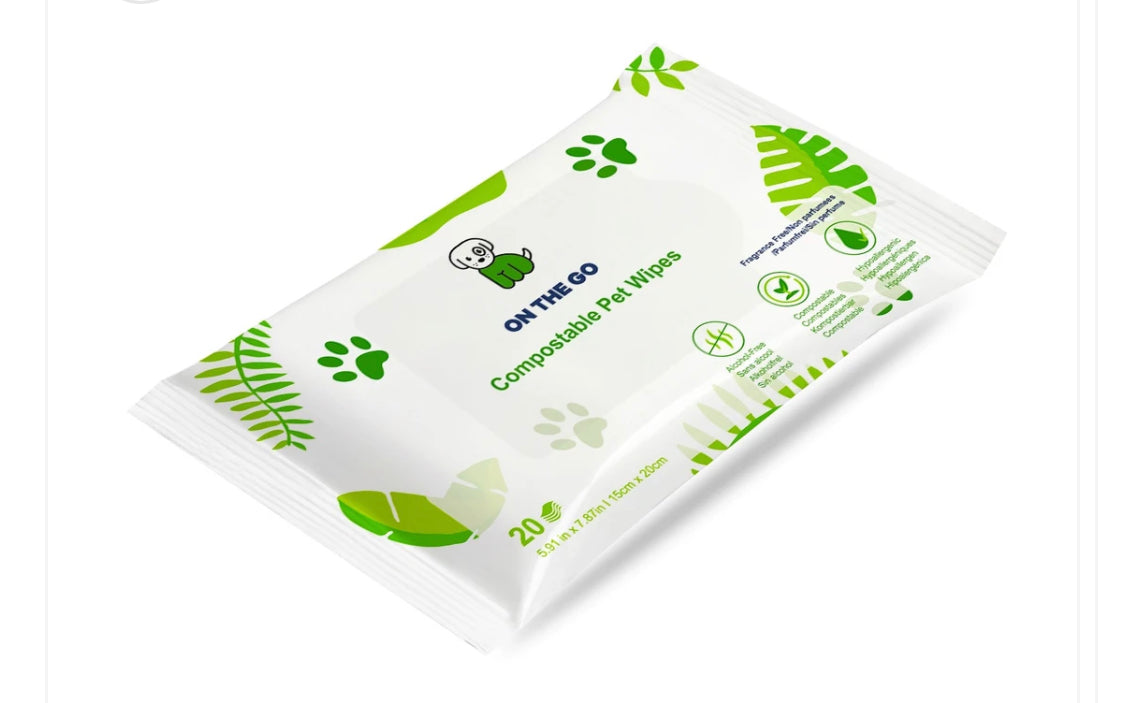 COMPOSTABLE Pet Wipes - Travel Pack - Pet Wipes & Poo Bags